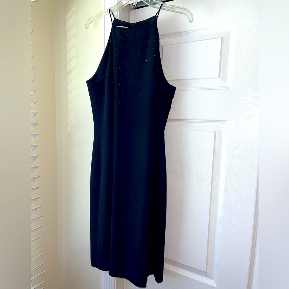 Jones New York Black Sleeveless Dress With Black Sparkly Stone Embellishment